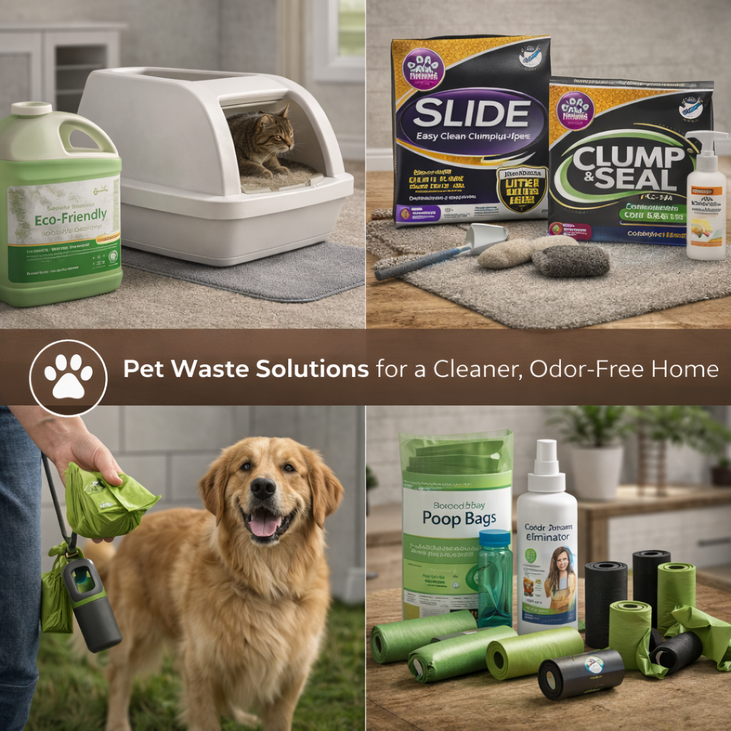 pet waste solutions including litter box poop bags and odor control products