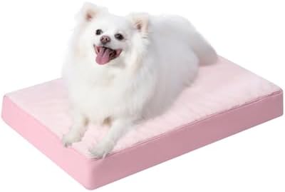 KSIIA Orthopedic Dog Bed Waterproof Dog beds for Medium Dogs Deluxe Plush Washable Pet Mat with Egg Crate Foam & Removable Cover, 29 x 18 Inch, Pink