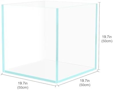 LYPHARD AQUARIUMS 33 Gallon Cube Rimless Aquarium, Ultra Clear Low Iron Large Fish Tank, L19.7×W19.7×H19.7 Glass Thickness 8mm with EVA Foam Leveling Mat