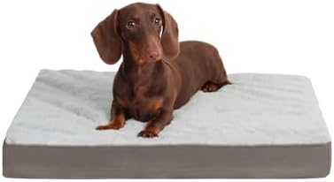 KSIIA Orthopedic Dog Bed for Small Dogs with Waterproof Lining, Grey, 21x13