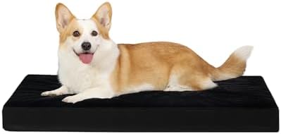 KSIIA Orthopedic Dog Bed for Large Dogs with Waterproof Lining, Black,35x22