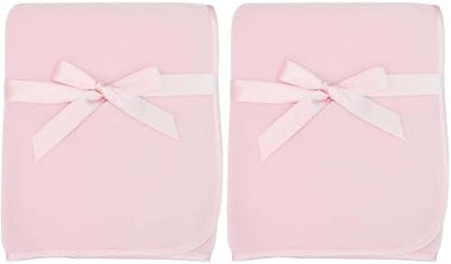 TL Care Fleece Blanket with Silk-Like Satin Trim, Soft, Warm & Cozy, Pink, 30" x 30" for Boys and Girls, Perfect for Baby Carrier, Stroller, Travel and Gifting (Pack of 2)