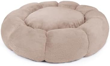 Sherry Kline Pets “Daisy Round” Donut Shape Calming Bed for Dogs and Cats, from Soft Faux Fur, Available in 4 Sizes, Machine Washable