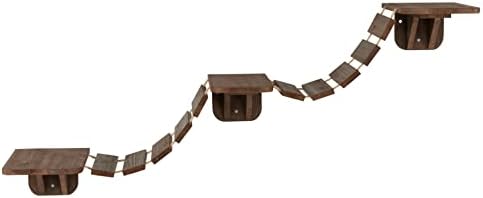 TRIXIE Wall Mounted Cat Bridge – Space-Saving Cat Wall Shelves for Climbing, Jumping & Vertical Play – Elevated Cat Furniture with 3 Platforms – Espresso Brown, 59.1 x 11.8 x 5.5 in