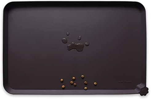 Hoki Found X-Large Silicone Non-Slip Pet Feeding Mats - Waterproof, Ideal for Dogs, Cats & Carpets - Dark Oak