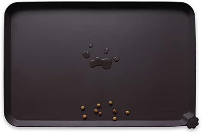 Hoki Found Silicone Pet Food Mats Tray - High-Lips Pet Dog Cat Bowl Mats - Pet Feeding Mat - Waterproof Dog Cat Food Mats -Pet Water Mats for Floors - Dark Oak