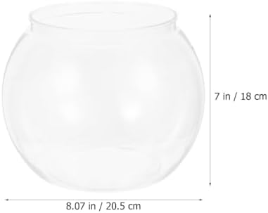 DECHOUS Round Fish Bowl Desktop Fish Tank with Base Small Aquarium Decor for Betta Hydroponic Vase Planter Clear Plastic Tabletop Bowl for Office Home Display