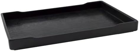 OMEM Reptile Bowl Large Food and Water Dish Enough Space Also Fit for Bath Simulated Wood Grain Surface (M, Black)