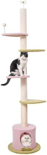Max & Marlow 95-108" Floor to Ceiling Adjustable Cat Tree, Pink