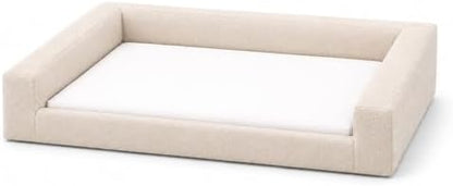Mini Cloud Bed - Removable and Washable Covers - Upholstered Minimalist Modern Luxury - Toddler Baby Pet Dog Cat Nursery (Cream Boucle, Small)