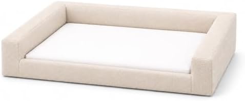Mini Cloud Bed - Removable and Washable Covers - Upholstered Minimalist Modern Luxury - Toddler Baby Pet Dog Cat Nursery (Cream Boucle, Medium)
