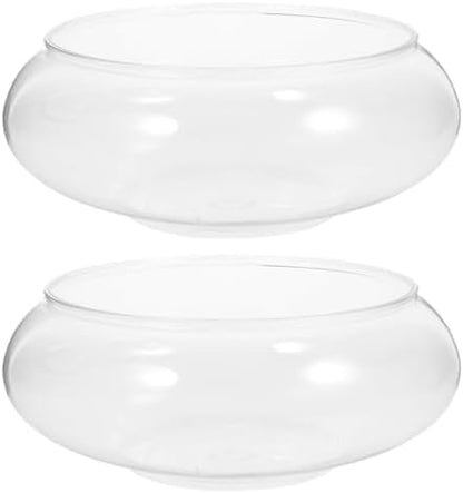 Toddmomy 9.5 Inch Transparent Plastic Fish Bowls Set of 2 Small Round Aquarium Tanks for Desktop Home Office Wedding Decor