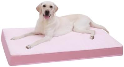 KSIIA Orthopedic Dog Bed for Extra Large Dogs with Waterproof, Pink, 47x29
