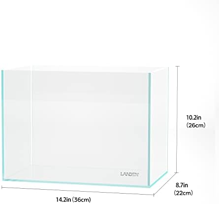 Landen Aquarium 36N 5 Gallon Nano Ultra Clear Glass Rimless Fish Tank