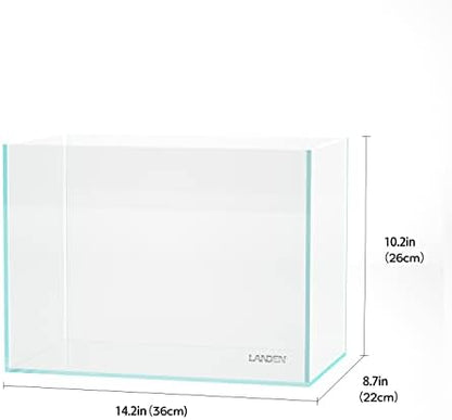 Landen Aquarium 36N 5 Gallon Nano Ultra Clear Glass Rimless Fish Tank