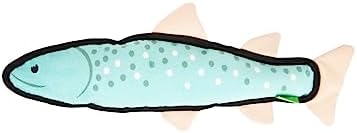 Only Natural Pet Mountain Friends Recycled Plush Dog Toys - Durable Double-Stitched Design with Internal Squeaker, Large Plush Ears & Soft Crinkle Tail - Pet Toy | Tallulah the Trout, 6" x 14.5"