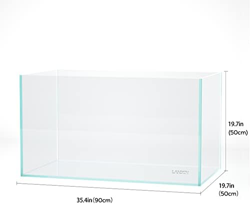 LANDEN 90P 55 Gallon Rimless Low Iron Aquarium Tank,W35.4×D19.7×H19.7 in(90x50x50cm) 10mm Thickness with Black Nano Foam Leveling mat Included
