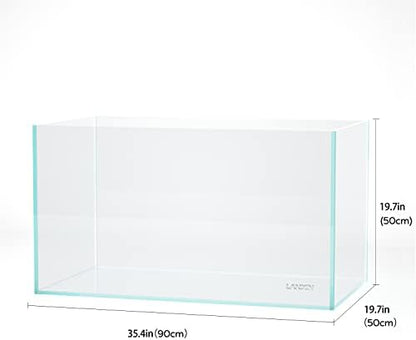 LANDEN 90P 55 Gallon Rimless Low Iron Aquarium Tank,W35.4×D19.7×H19.7 in(90x50x50cm) 10mm Thickness with Black Nano Foam Leveling mat Included