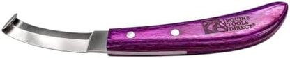 Right-Hand Double Edge Farrier Hoof Knife, J2 420 Magnetic Stainless Steel Blade, Ergonomic Purple Handle, Horse Hoof Trimming Tool for Sole & Frog Paring
