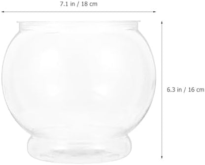 POPETPOP Plastic Fish Bowl Small Fish Tank Desktop Aquarium Clear Round
