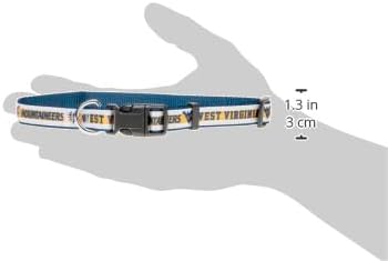 Pets First Collegiate PET Collar New Version West Virginia Mountaineers Dog Collar, Size Medium. Best Sports Team Color for Dogs & Cats. A Shiny & Colorful Dog & Cat Collar Licensed by The NCAA