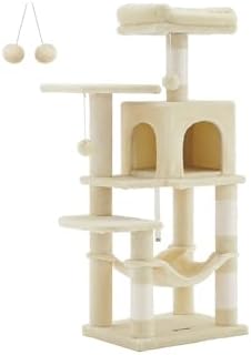 Feandrea Cat Tree, 44.1-Inch Cat Tower, Multi-Level Condo, Beige