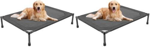 Simple Trending Elevated Dog Bed for Large Dogs, Waterproof Raised Dog Cot with Washable Mesh, Cooling Breathable Pet Bed for Outdoor, 42" x 31", Black (Pack of 2)