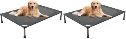 Simple Trending Elevated Dog Bed for Large Dogs, Waterproof Raised Dog Cot with Washable Mesh, Cooling Breathable Pet Bed for Outdoor, 42" x 31", Black (Pack of 2)