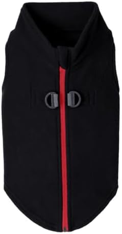Gooby Zip-Up Fleece Dog Sweater, Black, Small