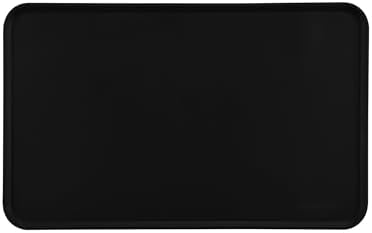 Amazon Basics Waterproof Non-Slip Silicone Pet Feeding Mat with Raised Edges for Food and Water Bowls, Easy to Clean Pet Placemat to Protect Floors, 18.5" x 11.5", Black