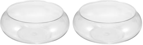 Clear Fish Bowl Vase Bubble Bowl Round Shallow Planter Plastic Container Fish Bowl Aquatic Plant Pot Daffodil Pot Hydroponic Planter Fish Tank Aquarium Bowl (Pack of 2)