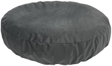 Round Dog Bed Cover Washable Grey Velvet 39 Inch