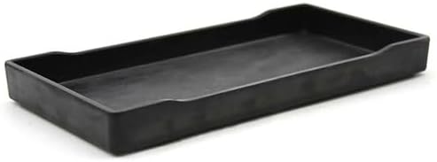 OMEM Reptile Bowl Large Food and Water Dish Enough Space Also Fit for Bath Simulated Wood Grain Surface (S, Black)