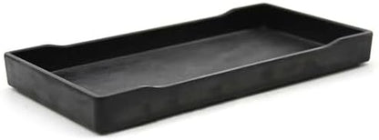 OMEM Reptile Bowl Large Food and Water Dish Enough Space Also Fit for Bath Simulated Wood Grain Surface (S, Black)