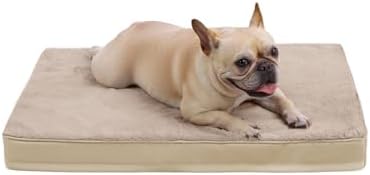KSIIA Orthopedic Dog Bed for Small Dogs with Waterproof Lining, Khaki,23x17