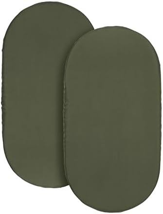 Sweet Jojo Designs 2-Piece Baby Bassinet Sheets Set (Solid Dark Green) for Boys/Girls, Infant Newborn Nursery, Oval, Rectangle & Hourglass Mattress (Gender Neutral, Forest, Hunter, for Woodland Camo)