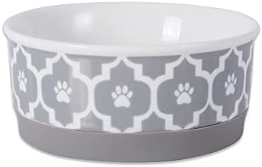 Bone Dry Lattice Collection Pet Bowl & Canister, Single Dish, Small 4.25x2", Gray