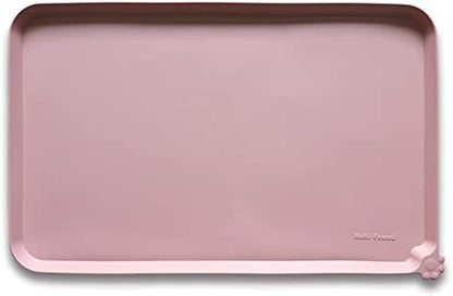 Hoki Found Silicone Pet Food Tray - High-Lips Dog Cat Bowl Mats - Waterproof Dog Cat Food Mats - Neutral Pink