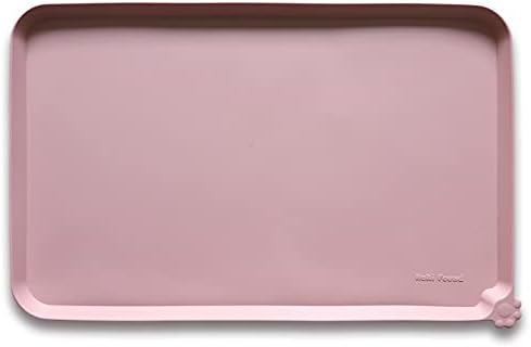 Hoki Found Silicone Pet Food Tray - High-Lips Dog Cat Bowl Mats - Waterproof Dog Cat Food Mats - Neutral Pink