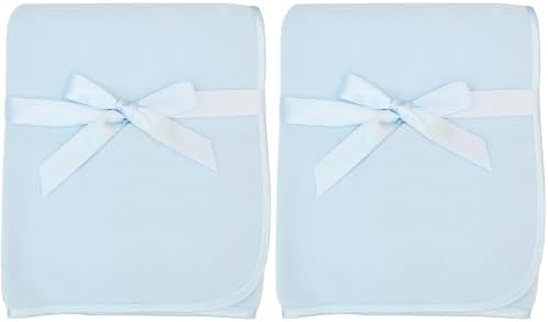 TL Care Fleece Blanket with Silk-Like Satin Trim, Soft, Warm & Cozy, Blue, 30" x 30" for Boys and Girls, Perfect for Baby Carrier, Stroller, Travel and Gifting (Pack of 2)