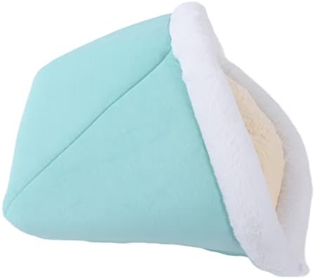 Zerodis Plush Cat Sleeping Bag Semi Closed Fluffy Cat Bed Washable Pet Bed for Small Pets Kittens (Litter-Mint Green)