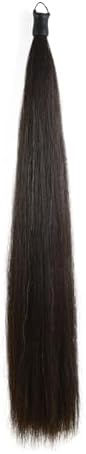 33.5 IN Long 1 LB Horse Tail Extension with Braided Horsehair Loop & Blunt Cut Bottom (Dark Chestnut)
