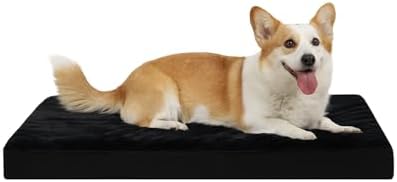 KSIIA Orthopedic Dog Bed for Medium Dogs with Waterproof Lining,Black,29x18