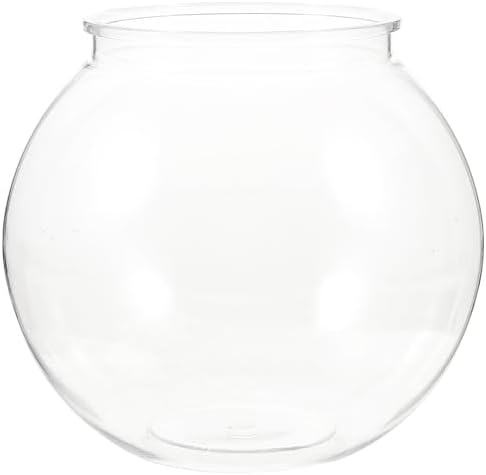 ULTECHNOVO Transparent Plastic Fish Tank Round Small Aquarium for Goldfish Clear Fishbowl for Desk Home Plant Display Easy-Clean Integrated Design 7.08 X 7.08 X 6.29 in 1 Pack