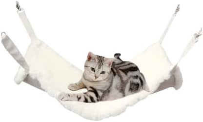 Andiker Cat Hammock, Reversible Cat Cage Hammock with Metal Hooks for Cats for Sleeping and Playing, 14.56 * 11.81 Inches Double-Sided Hanging Kitten Bed to Hang in Cages or Under Chairs (Small)