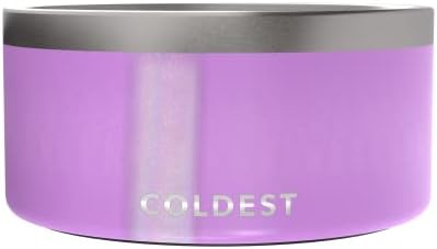 Coldest Dog Bowl - Anti Rust Metal, Non Slip, 3 Layers Insulated Stainless Steel Dog Bowls - Spill Proof & Heavy Duty - Water Bowl for Dogs, Cats, Dish Washer Safe (200 oz, Saturns Purple Glitter)