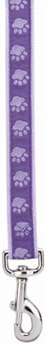 Casual Canine TwoTone Pawprint Dog Lead, 6-Foot x 1-Inch, Black