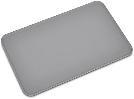 Amazon Basics Waterproof Non-Slip Silicone Pet Feeding Mat with Raised Edges, Prevents Spills, Easy to Clean, Protects Floors for Cat & Dog Food and Water Bowls, 18.5 x 11.5 Inches, Gray, 2-Pack
