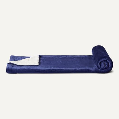 Amazon Basics Reversible Sherpa Throw Blanket, Warm for Bed and Couch, 50"x60", Navy