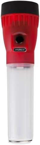 Life Gear LED Flashlight with Glow Handle, Emergency Flasher and Storage Compartment, RED